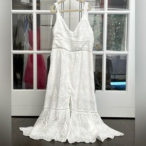 Embroidered Eyelet Style White Midi Dress Altar'd State